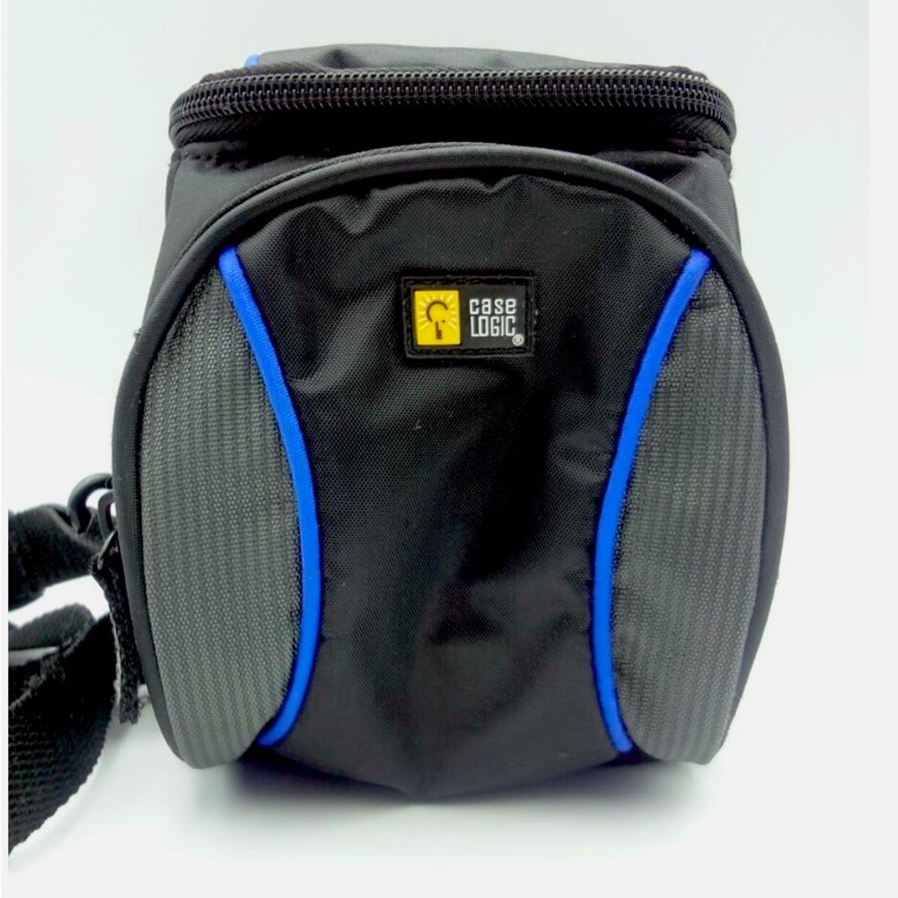 NWT Case Logic Camera Padded Soft Bag Case Black Blue Nylon Zippered Pockets WBC